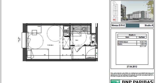 À vendre Studio 19.15 m² - Bron 69500