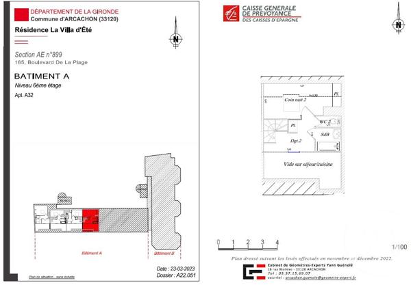 Appartement F3 à vendre  3 pièces - 48,59 m 2   ARCACHON  - 33