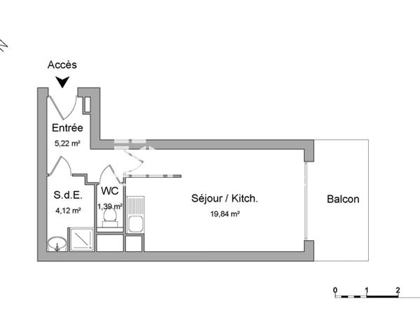 Location Studio meublé 30.57 m² - 57 BOULEVARD PIERRE DE COUBERTIN Nantes 44100