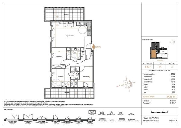 APPARTEMENT - T3 - DERNIER ETAGE - 57M²
