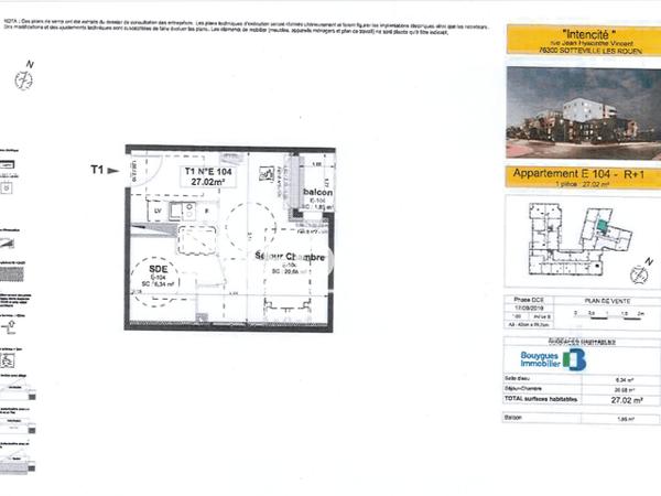 Location Studio 27.02 m² - RUE JEAN HYACINTHE VINCENT Sotteville Les Rouen 76300