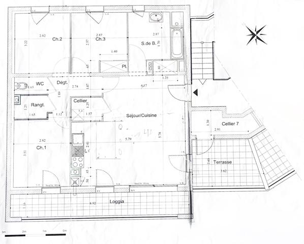 Appt récent 3 chambres, balcon et terrasse