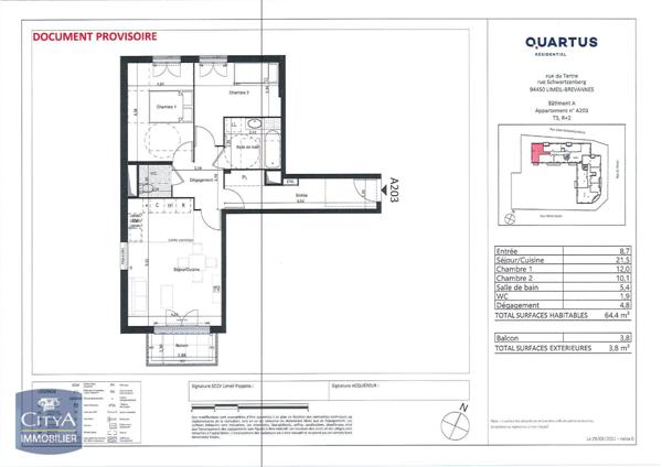 Appartement à louer 3 pièces 64.4m²