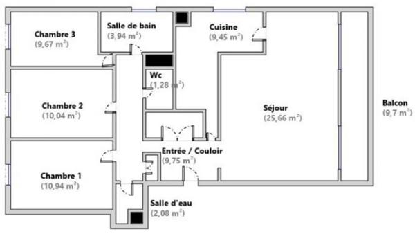 Appartement Fontenay Aux Roses 4 pièce(s) 82.81 m2