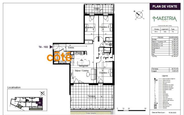 Vente Appartement87,44 m² - 4 Pièces - CHALLANS (85300)