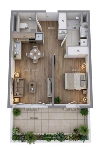 Corniche de Sète. T2 de standing, Terrasse 16 m² Sud, Bord de Mer