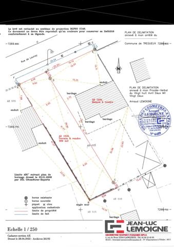 Terrain à vendre de 369,00 m² TREGUEUX limite LANGUEUX (22)