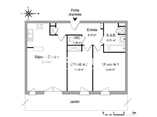 Location Appartement 3 pièces 64.44 m² - 11 RUE FARADAY Tours 37100