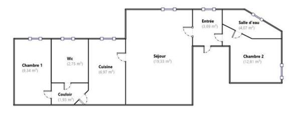 Appartement Angers Place Ney 60,89 m2, 2 Chambres + cave Angers
