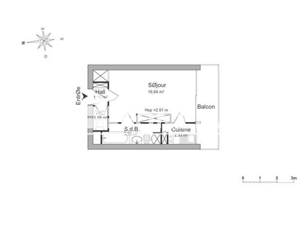 Location Studio 25.16 m² - 31 RUE DE LA COLLINE Nancy 54000