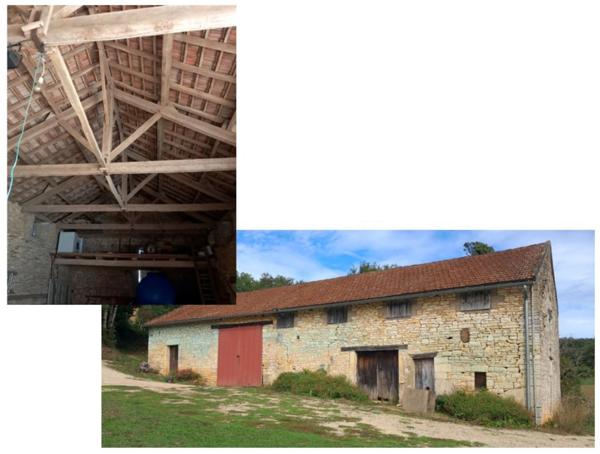 Propriété avec maison d'habitation, grange aménageable, terrains à bâtir et terres agricoles à vendre à SALVEZOU à proximité de CAHORS