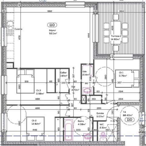 Appartement de 86,40 m² à vendre à SEYSSEL (01) avec terrasse, proche du Rhône, à 45 mns d'Annecy et de Genève