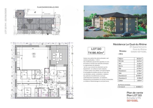 Appartement de 86,40 m² à vendre à SEYSSEL (01) avec terrasse, proche du Rhône, à 45 mns d'Annecy et de Genève