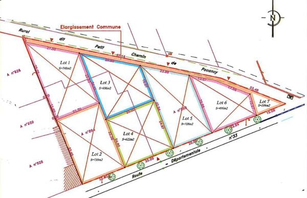 Terrain à bâtir à vendre Thibie dans la Marne (51) divisé en 6 lots,
A VENDRE LOT  n°1
