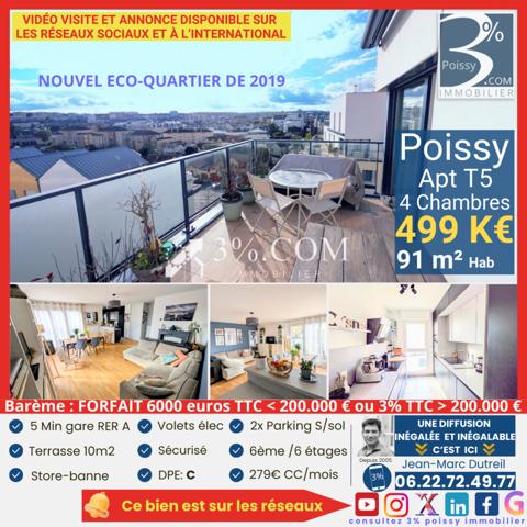 Appartement 5 pièce(s) 4 chambre(s) 91 m²