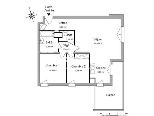 Location Appartement 3 pièces 67.71 m² - 24 RUE LECONTE DE LISLE Grenoble 38000