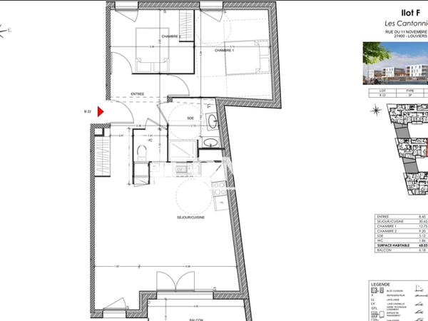 Location Appartement 3 pièces 68.03 m² - Louviers 27400