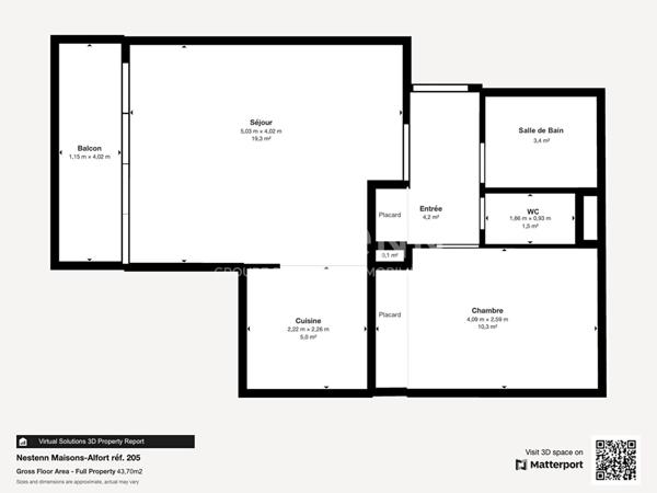 Appartement 2P de 43 m2 Villa Fragonard avec balcon et parking