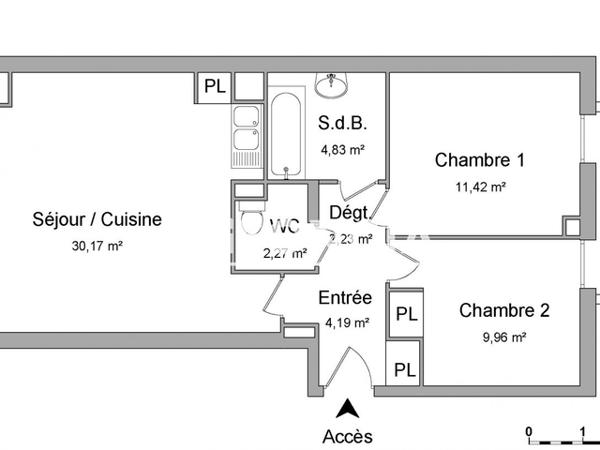 Location Appartement 3 pièces 65.17 m² - 74 - 76 RUE LAFONT Nantes 44300