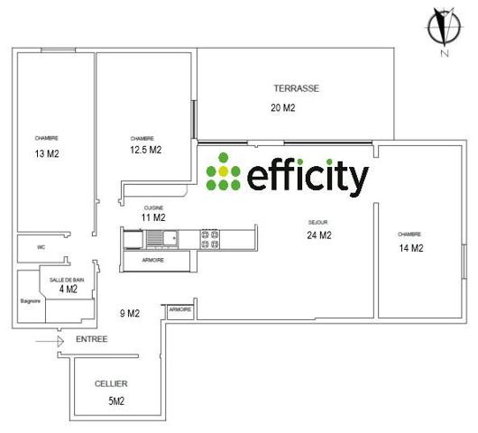 Appartement 4 pièces - 97 m² Exclusivité efficity