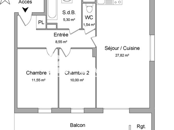 Location Appartement 3 pièces 64.76 m² - APPARTEMENT N°B102 Chartres-de Bretagne 35131