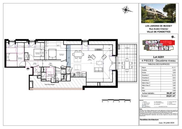 Appartement 4 pièces avec Terrasse et 3 parkings