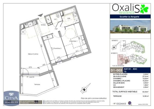 Appartement à louer 3 pièces 63.55m²