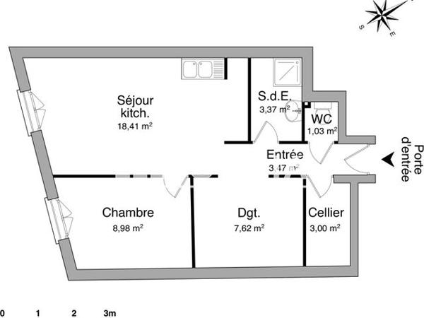 Location Appartement 2 pièces 45.88 m² - 49 AVENUE MARECHAL FOCH Tournon Sur Rhone 07300