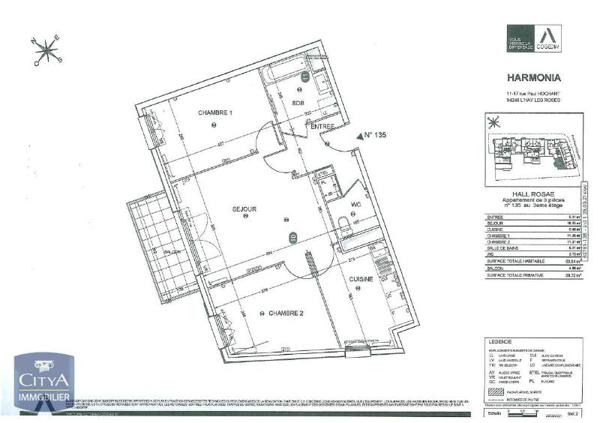 Appartement à louer 3 pièces 63.82m²
