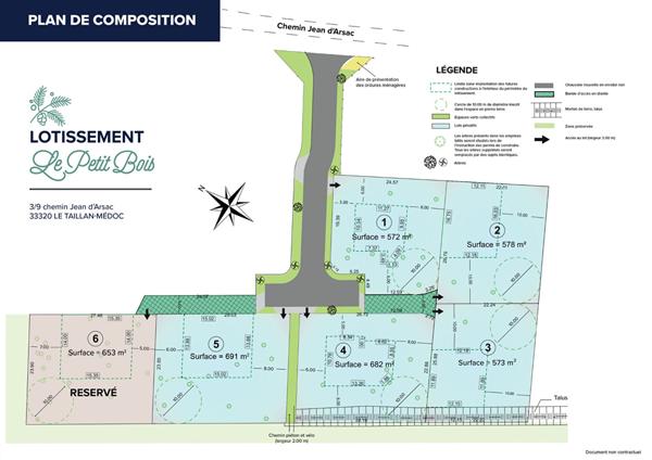 LE TAILLAN MEDOC - Terrain constructible 572 m2 - Lotissement - Libre de constructeur