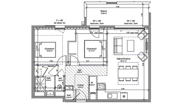 Appartement à vendre 3 pièces 61 m² Vif