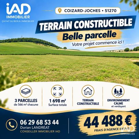 Terrain à vendre 1 698 m² Coizard-Joches