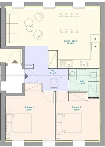 Appartement Toulouse 3 pièces 56 m2 + parking