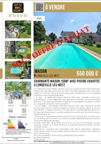 Longeville-lès-Metz (57050) SOUS OFFRE // Charmante maison 150m² avec piscine chauffée à Longeville-Les-Metz