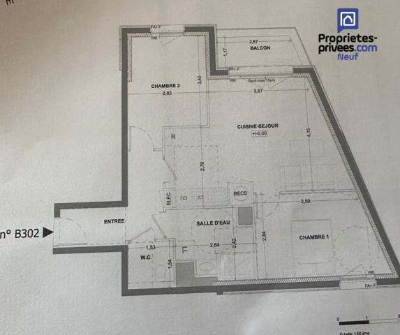 Appartement Saint Malo 3, pièce(s) 59,02 m2