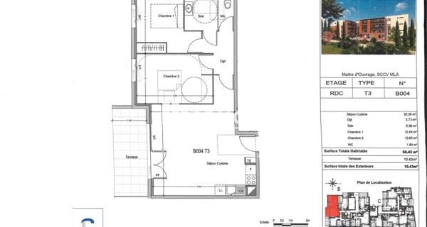 Location Appartement 3 pièces 68.43 m² - Morières-lès-avignon 84310