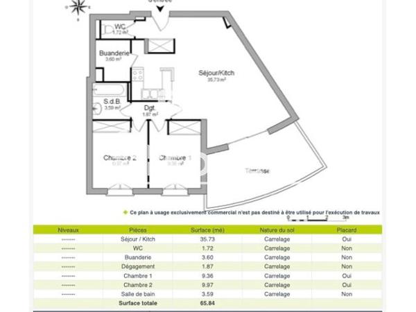 Location Appartement 3 pièces 65.8 m² - 1 ET 3 RUE MICHEL ANGE Narbonne 11100