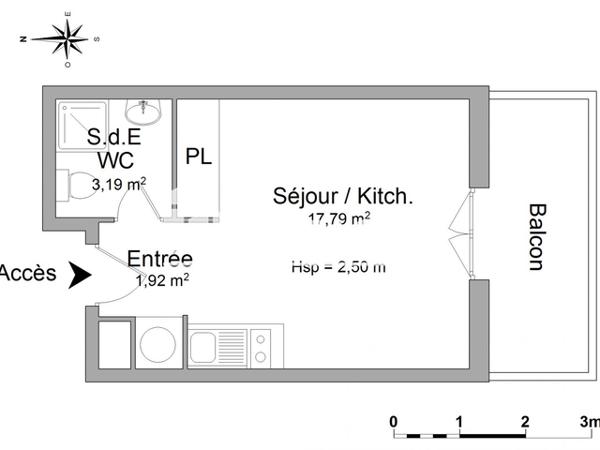 Location Studio 22.9 m² - 70 RUE LAPEYRERE Orthez 64300