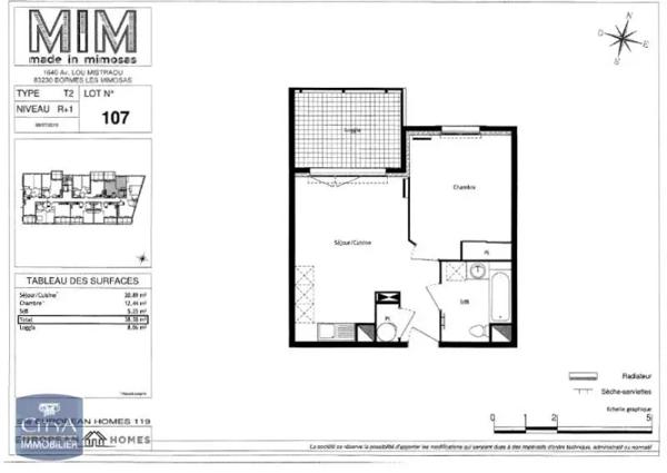 Appartement à louer 2 pièces 38.58m²
