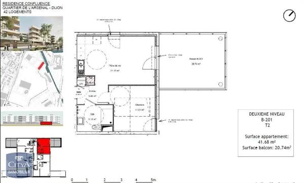 Appartement à louer 2 pièces 41.68m²