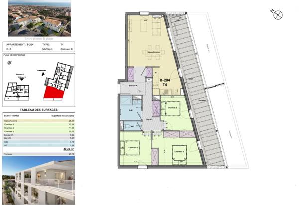 Vue mer, T4 dernier étage avec Terrasse, Plages à Pied ! Emplacement N°1