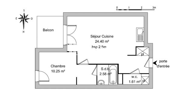 Location Appartement 2 pièces 38.84 m² - Montpellier 34090