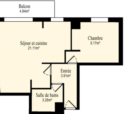 Appartement 2 pièces 38m² + balcon 5m² + parking en option