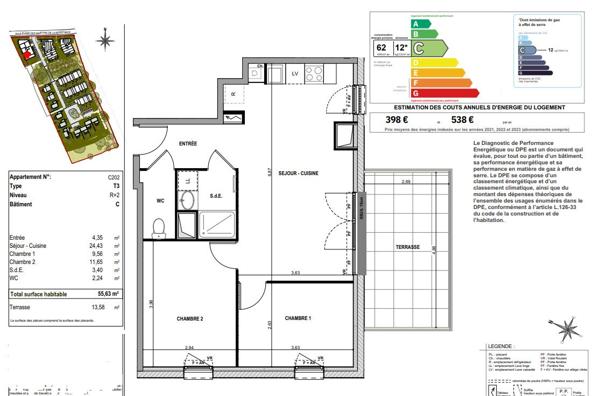 A VENDRE T3 DERNIER ETAGE AVEC TERRASSE DISPONIBLE DE SUITE