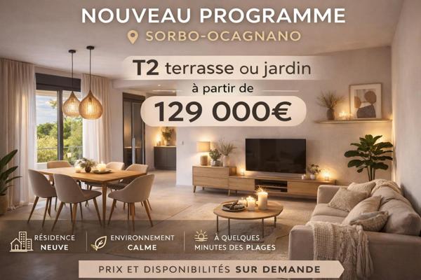 T2 neuf avec jardin au calme à Sorbo
