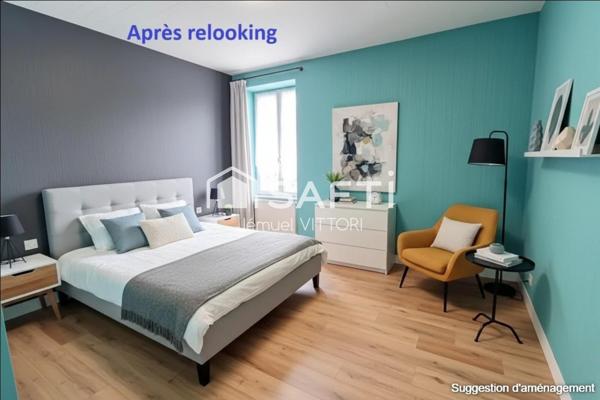 Maison de ville, 4 chambres, bureau, garage, courette