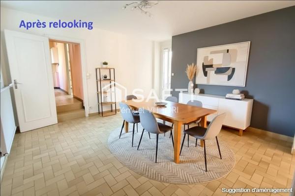 Maison de ville, 4 chambres, bureau, garage, courette