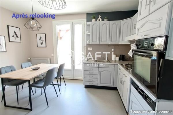 Maison de ville, 4 chambres, bureau, garage, courette