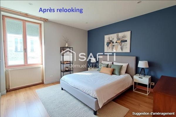 Maison de ville, 4 chambres, bureau, garage, courette