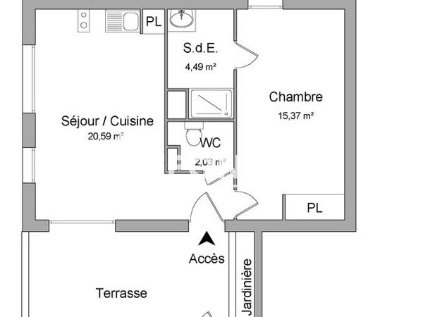 Location Appartement 2 pièces 42.48 m² - 68-70 RUE ADONIS Toulouse 31200